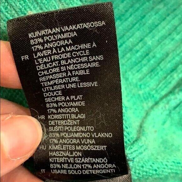 H&M Womens Sweater Angora Wool Blend Knit Pullover Long Sleeves Green Small - Picture 7 of 7